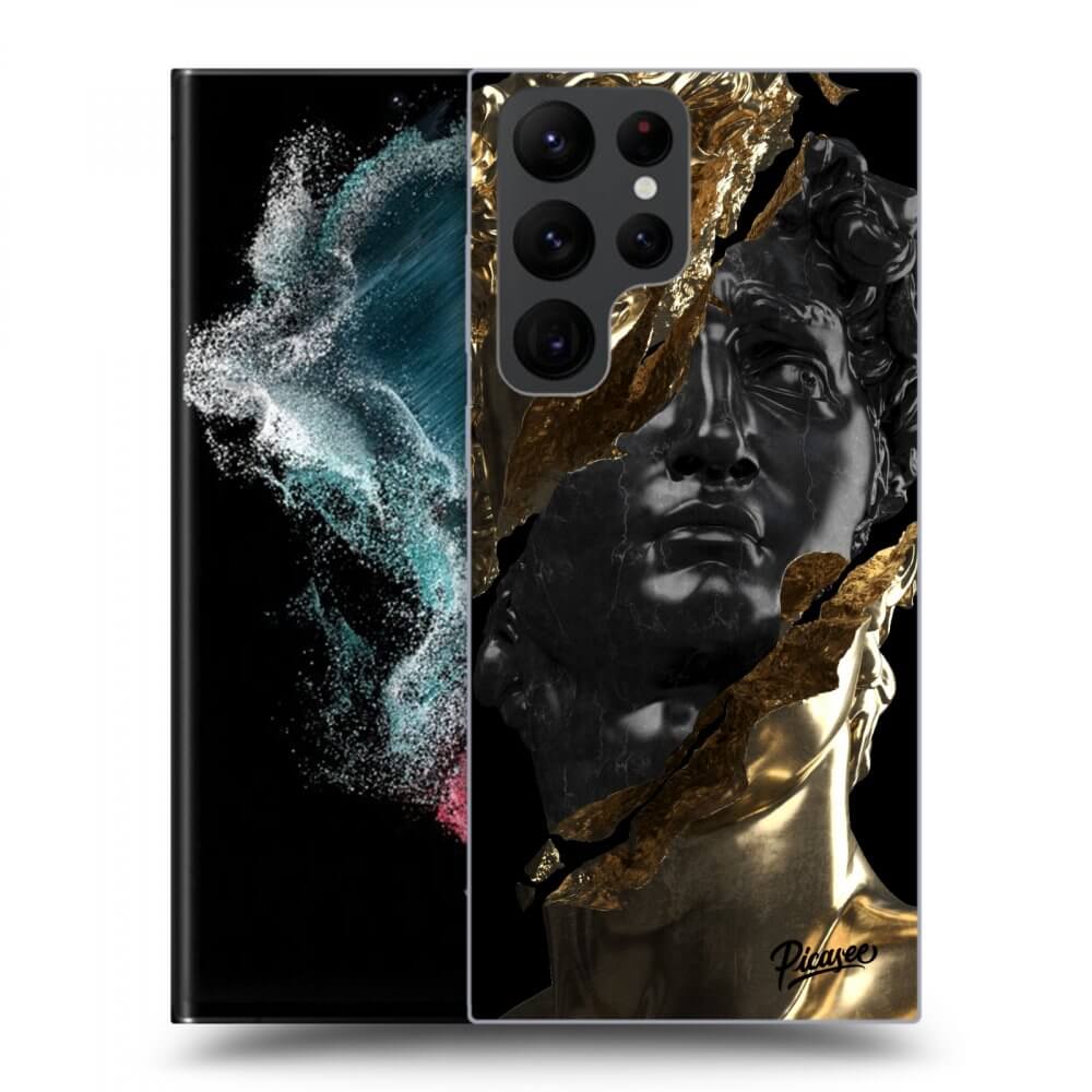 Picasee silikónový čierny obal pre Samsung Galaxy S23 Ultra 5G - Gold - Black
