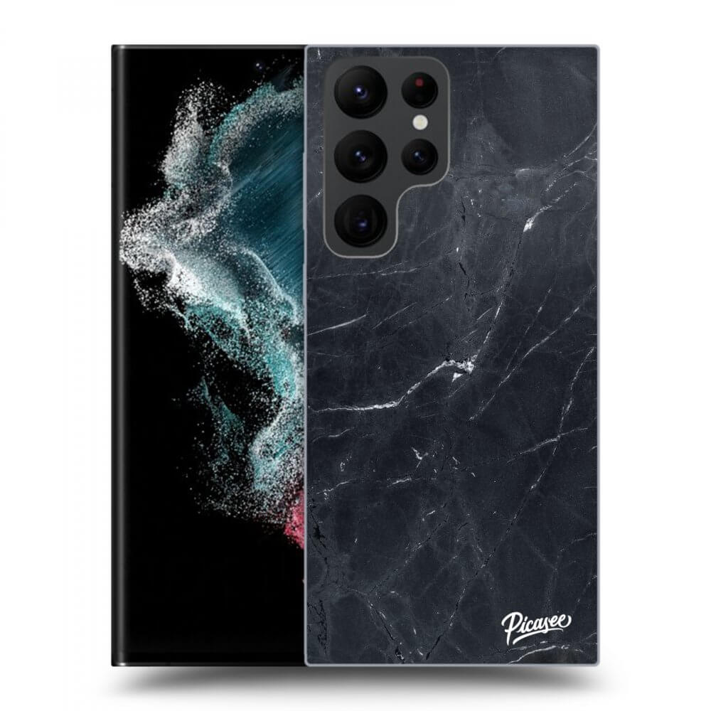Picasee silikónový čierny obal pre Samsung Galaxy S23 Ultra 5G - Black marble