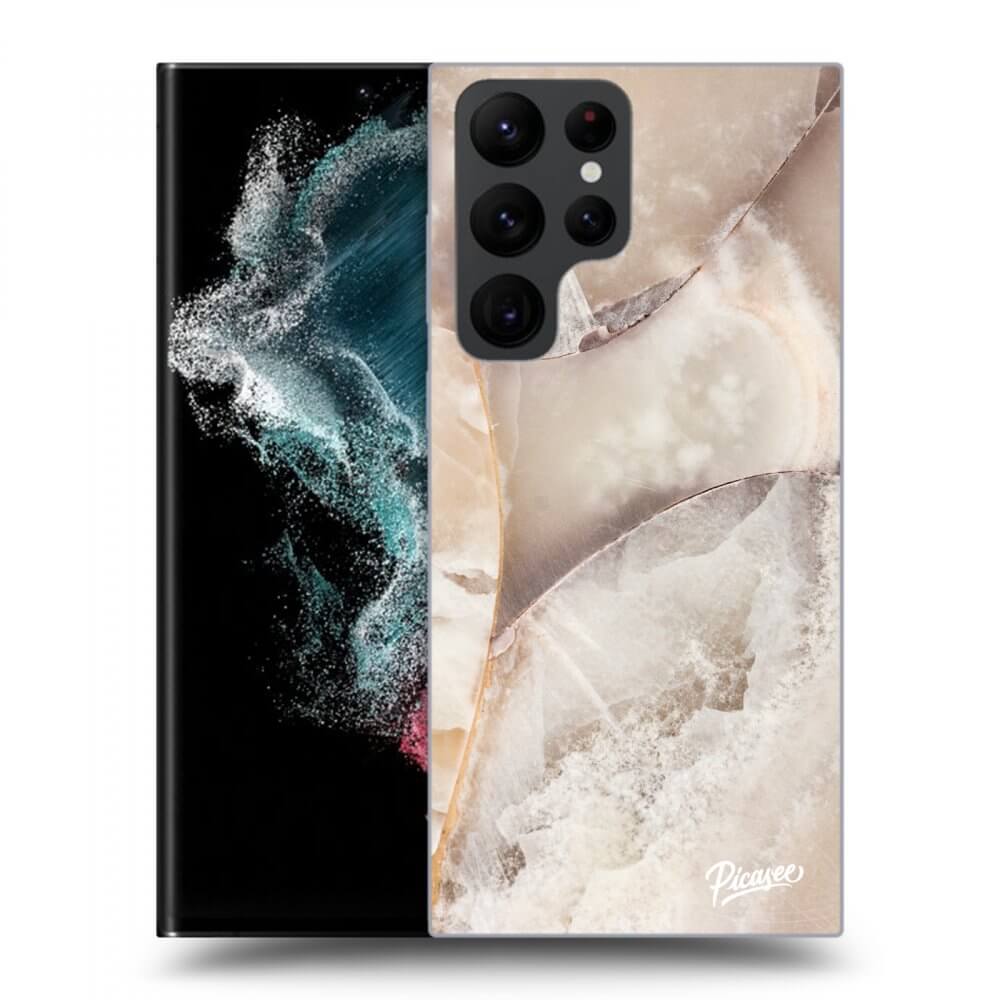 Picasee silikónový prehľadný obal pre Samsung Galaxy S23 Ultra 5G - Cream marble