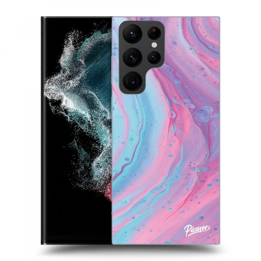 Picasee silikónový prehľadný obal pre Samsung Galaxy S23 Ultra 5G - Pink liquid