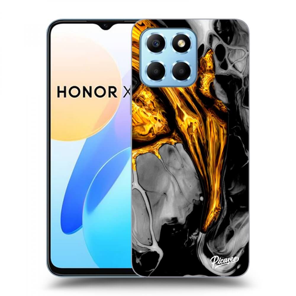Picasee silikónový prehľadný obal pre Honor X8 5G - Black Gold