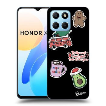 Picasee silikónový čierny obal pre Honor X6 - Christmas Stickers
