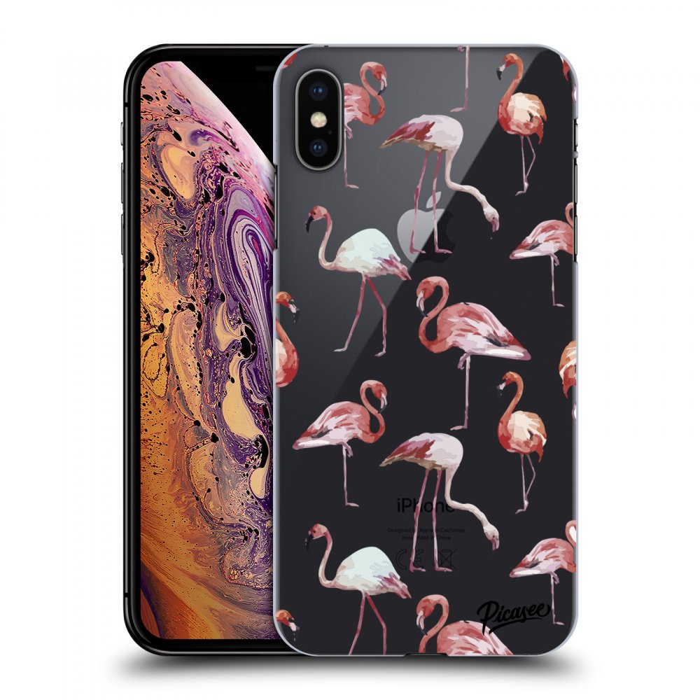 Picasee silikónový prehľadný obal pre Apple iPhone XS Max - Flamingos