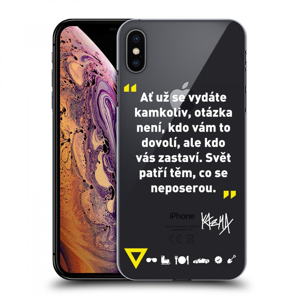Picasee silikónový prehľadný obal pre Apple iPhone XS Max - Kazma - SVĚT PATŘÍ TĚM, CO SE NEPOSEROU