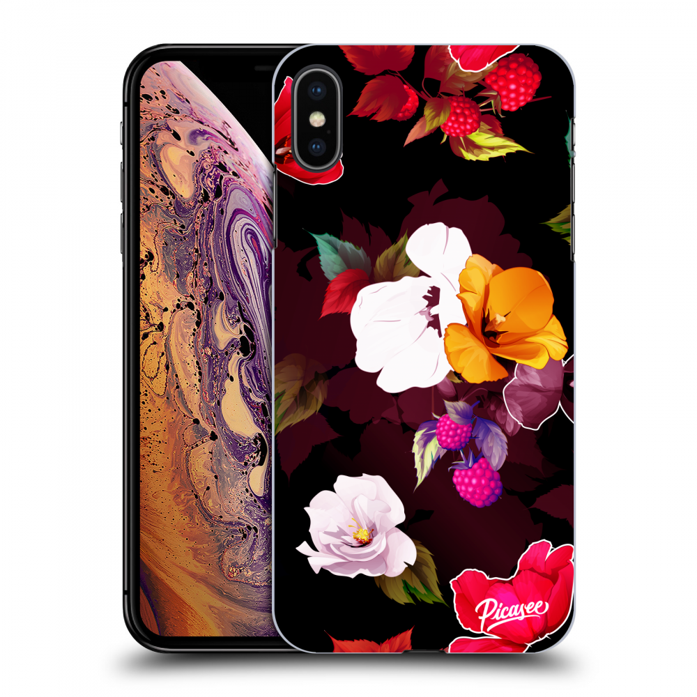 Picasee silikónový čierny obal pre Apple iPhone XS Max - Flowers and Berries