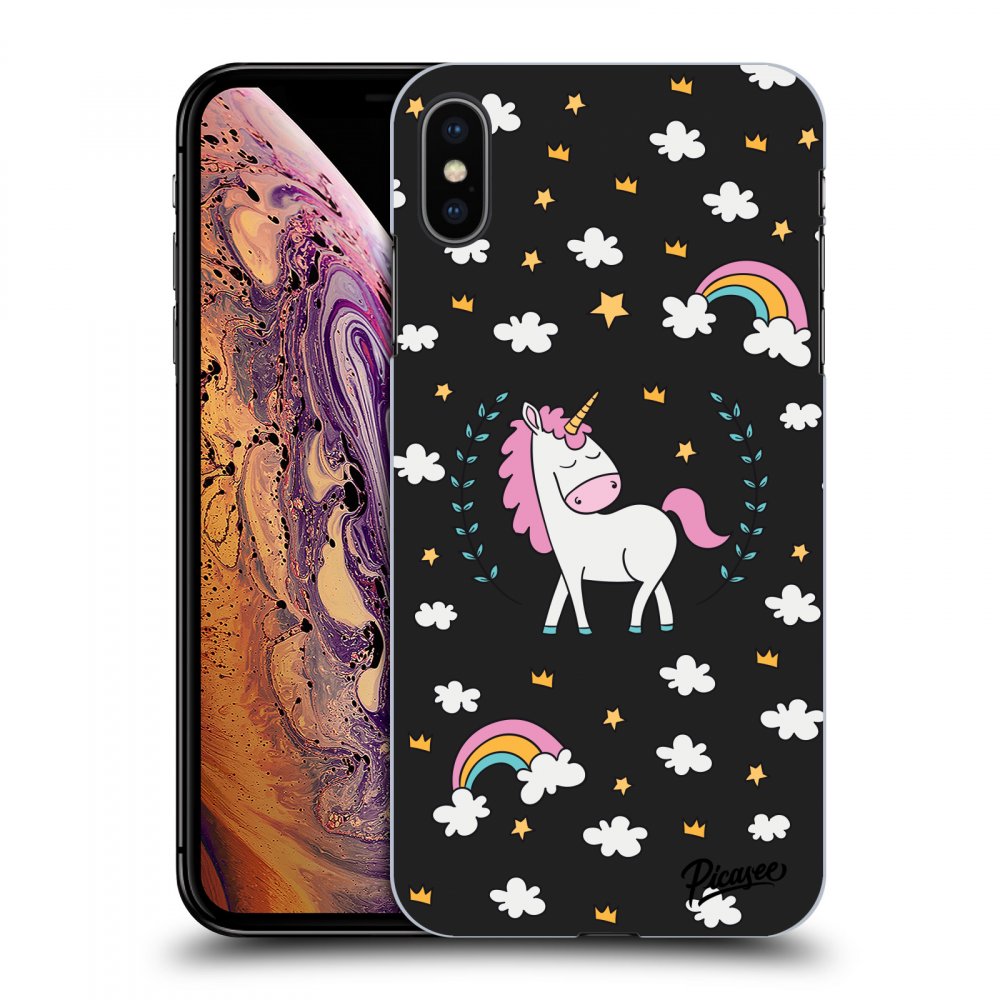Picasee silikónový čierny obal pre Apple iPhone XS Max - Unicorn star heaven
