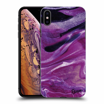 Picasee silikónový čierny obal pre Apple iPhone XS Max - Purple glitter