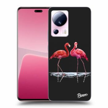 Picasee silikónový čierny obal pre Xiaomi 13 Lite - Flamingos couple