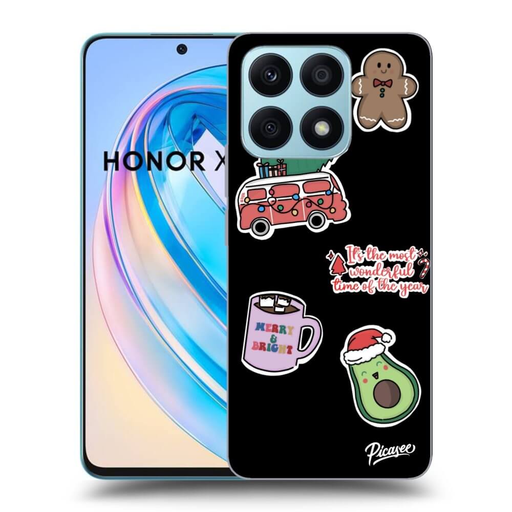 Silikónový čierny Obal Pre Honor X8a - Christmas Stickers