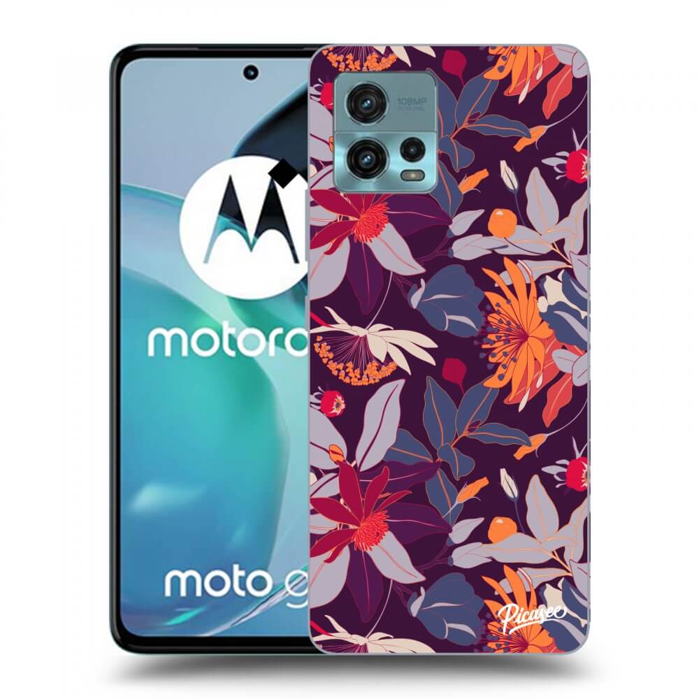 Picasee silikónový čierny obal pre Motorola Moto G72 - Purple Leaf
