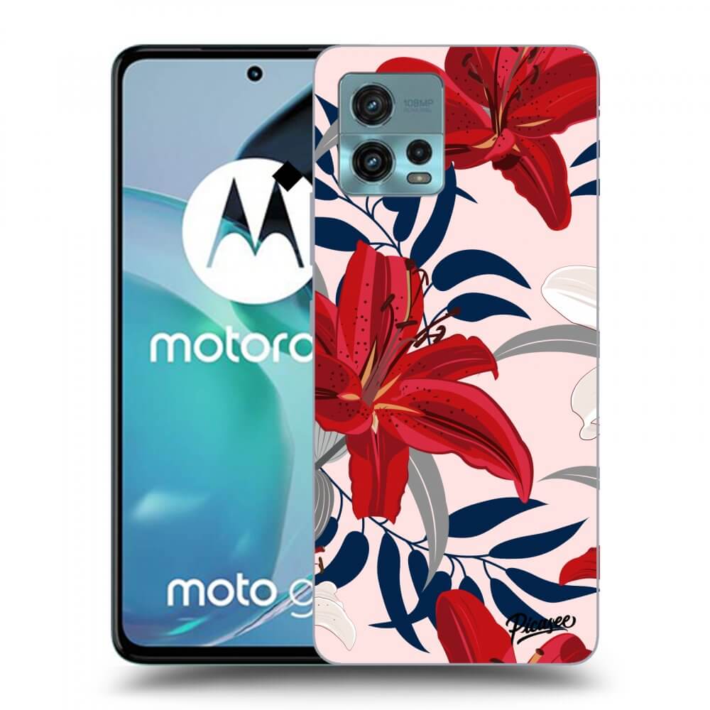 Picasee silikónový čierny obal pre Motorola Moto G72 - Red Lily
