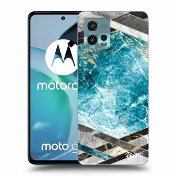 Picasee silikónový čierny obal pre Motorola Moto G72 - Blue geometry