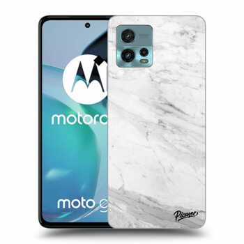 Picasee silikónový čierny obal pre Motorola Moto G72 - White marble