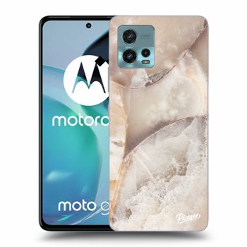 Picasee silikónový čierny obal pre Motorola Moto G72 - Cream marble