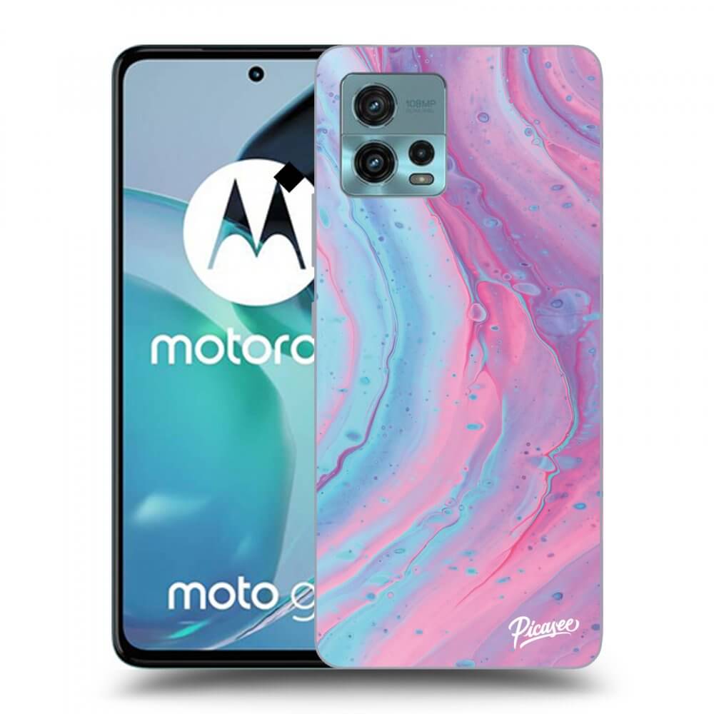 Picasee silikónový čierny obal pre Motorola Moto G72 - Pink liquid