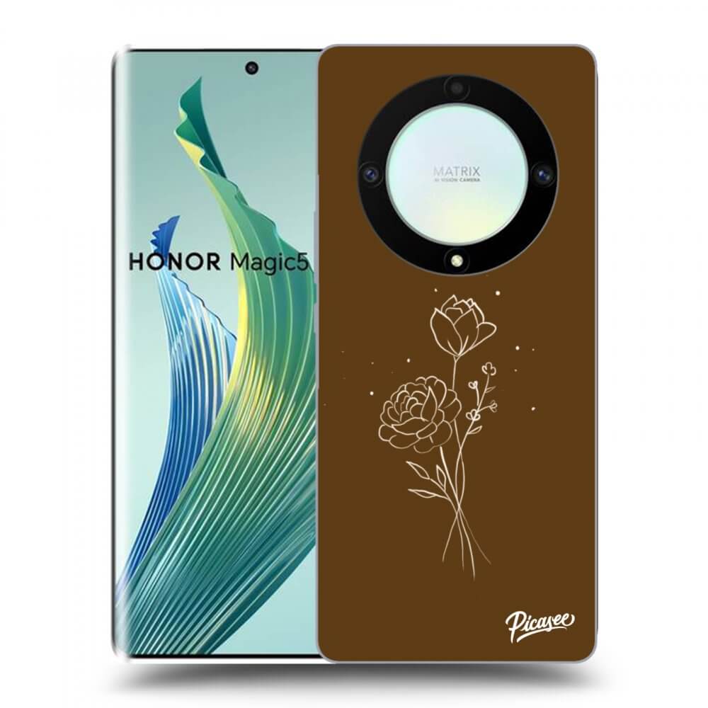 Picasee silikónový prehľadný obal pre Honor Magic5 Lite 5G - Brown flowers