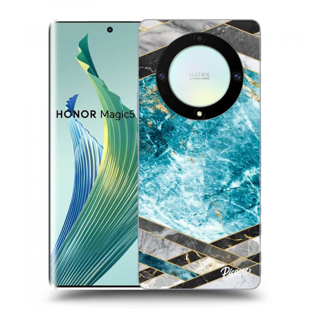 Picasee silikónový čierny obal pre Honor Magic5 Lite 5G - Blue geometry