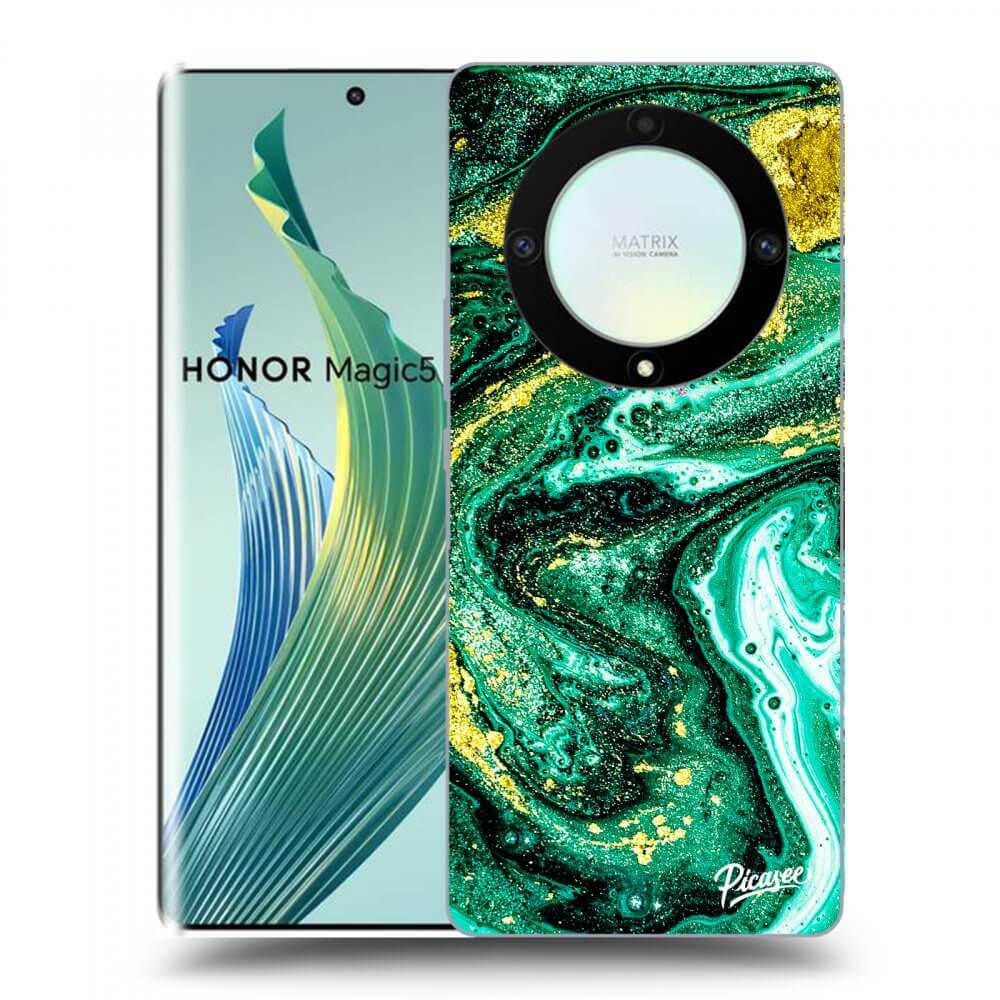 Picasee silikónový prehľadný obal pre Honor Magic5 Lite 5G - Green Gold