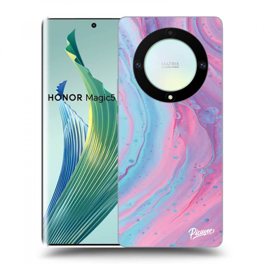 Picasee silikónový prehľadný obal pre Honor Magic5 Lite 5G - Pink liquid