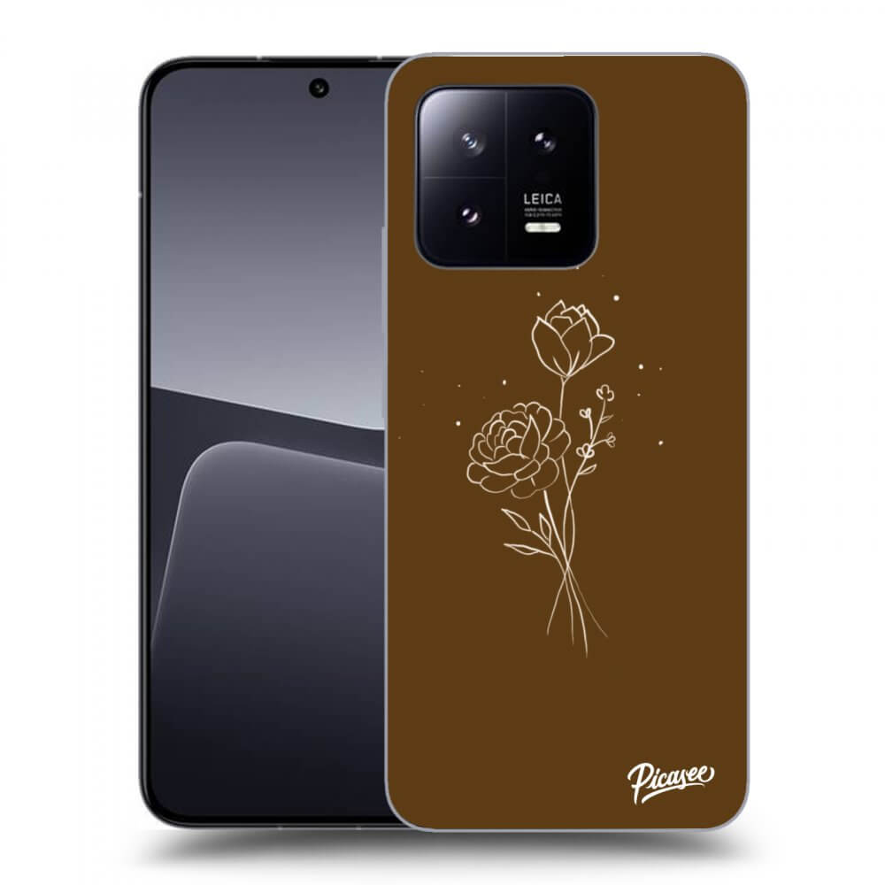 Picasee silikónový prehľadný obal pre Xiaomi 13 Pro - Brown flowers