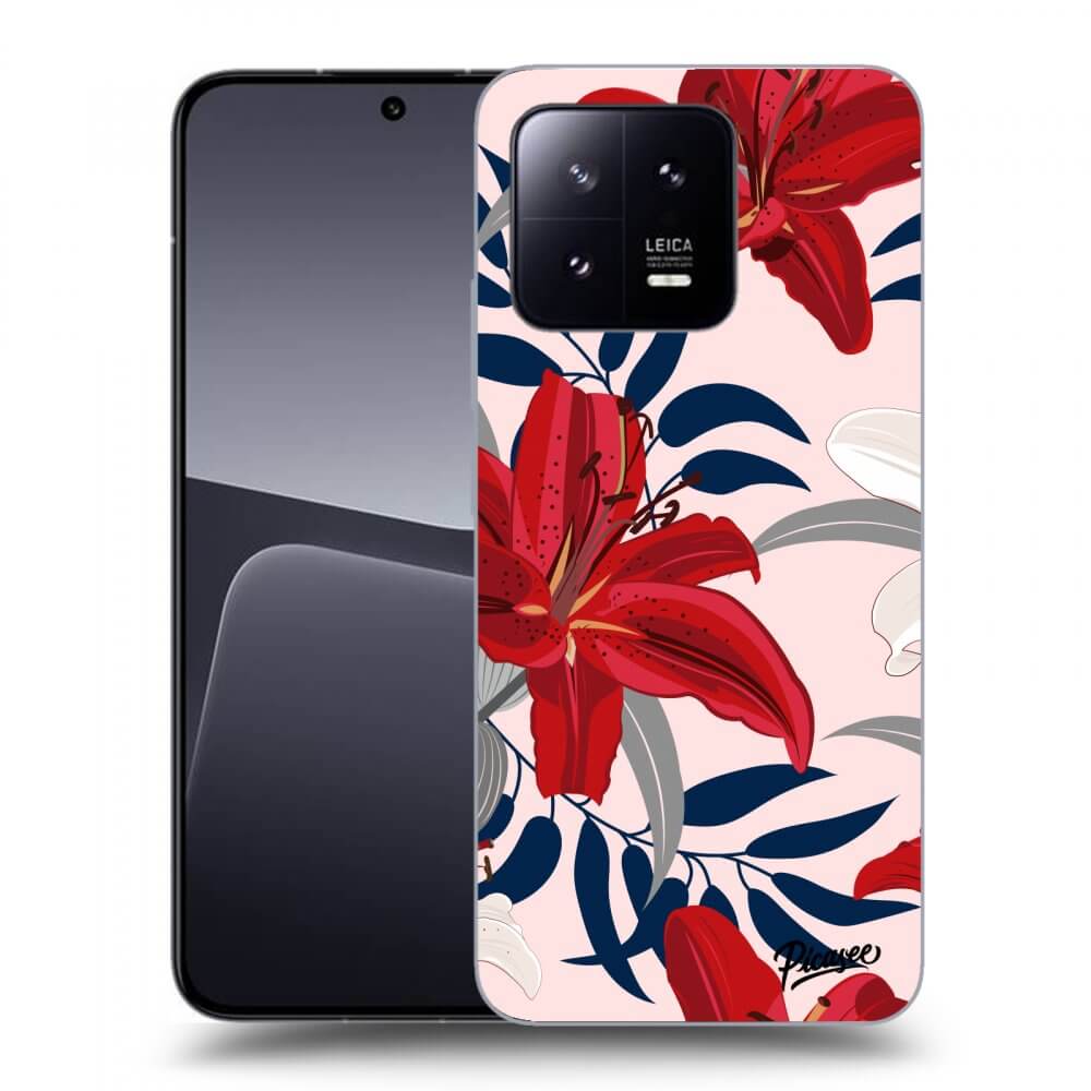 Picasee silikónový čierny obal pre Xiaomi 13 Pro - Red Lily