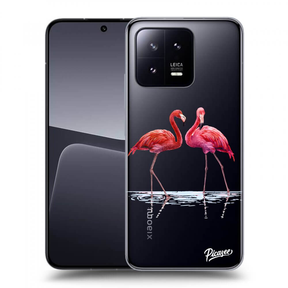 Picasee silikónový prehľadný obal pre Xiaomi 13 Pro - Flamingos pár
