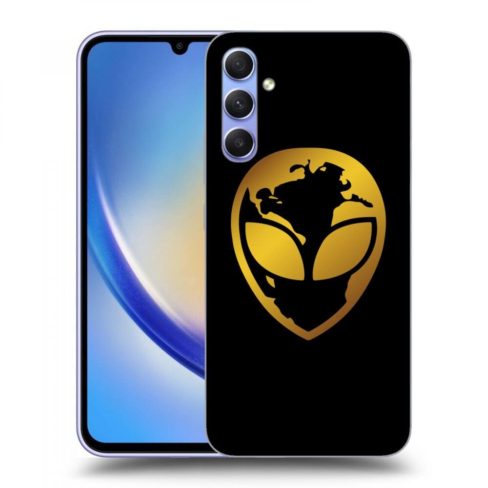 Picasee ULTIMATE CASE pro Samsung Galaxy A34 5G A346B - EARTH - Gold Alien 3.0