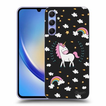 Picasee silikónový čierny obal pre Samsung Galaxy A34 5G A346B - Unicorn star heaven