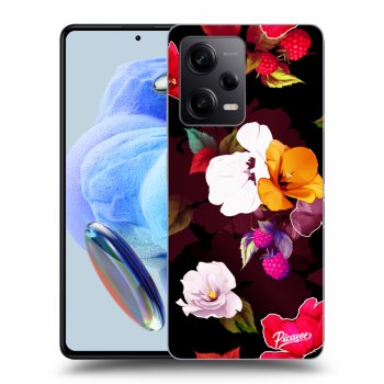Picasee silikónový čierny obal pre Xiaomi Redmi Note 12 Pro 5G - Flowers and Berries
