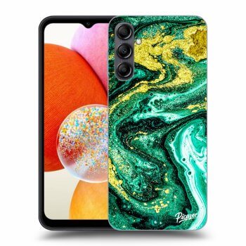 Picasee silikónový čierny obal pre Samsung Galaxy A14 5G A146P - Green Gold