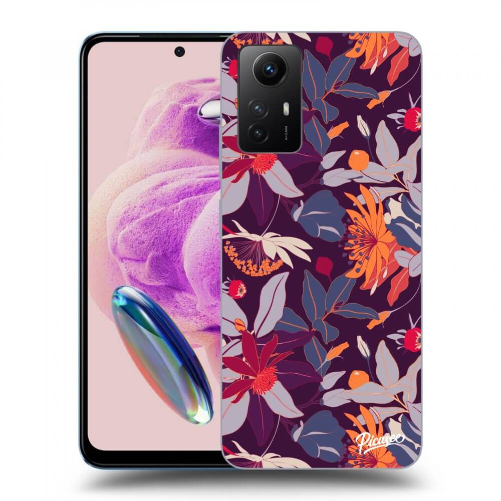 Picasee silikónový prehľadný obal pre Xiaomi Redmi Note 12S - Purple Leaf