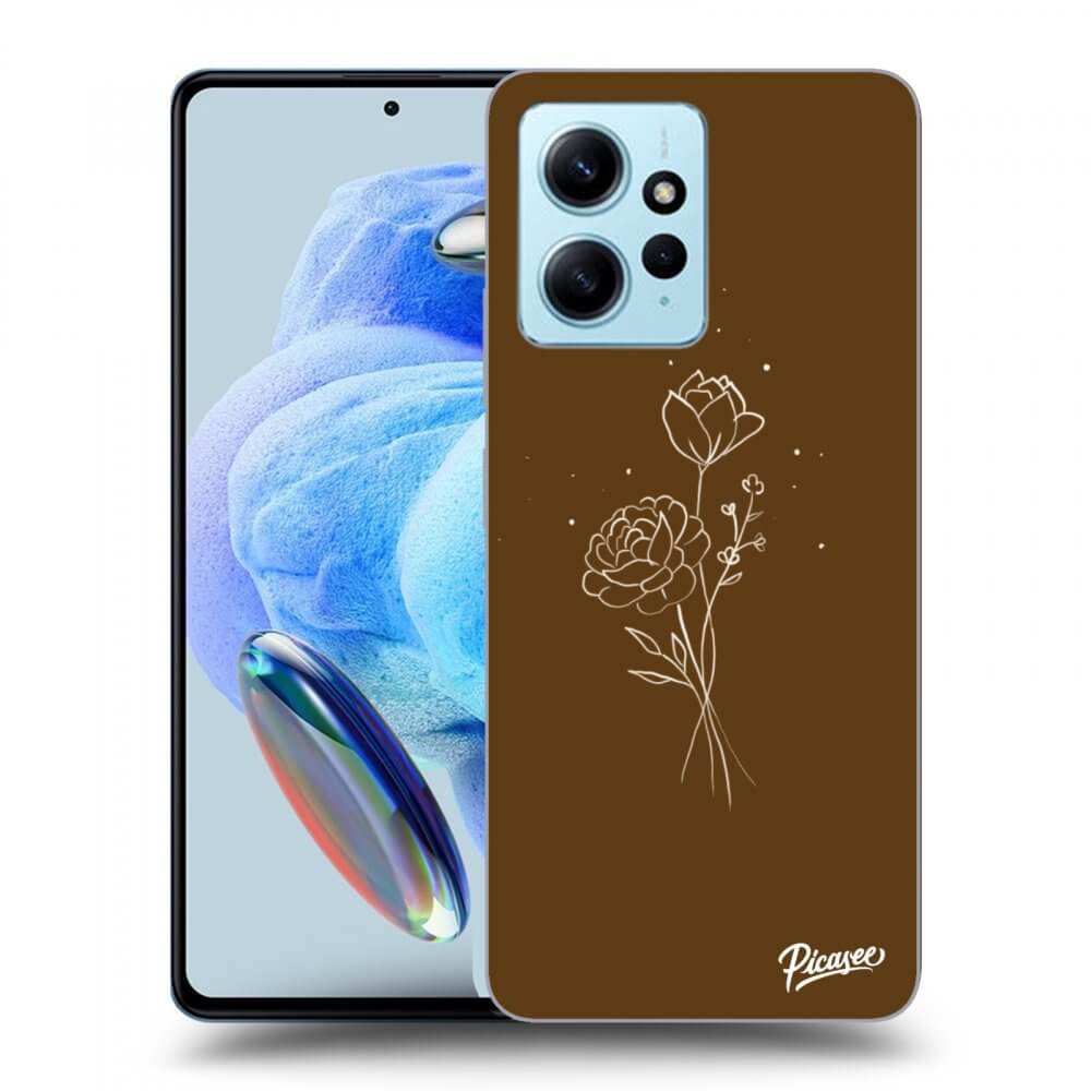 Picasee silikónový prehľadný obal pre Xiaomi Redmi Note 12 4G - Brown flowers