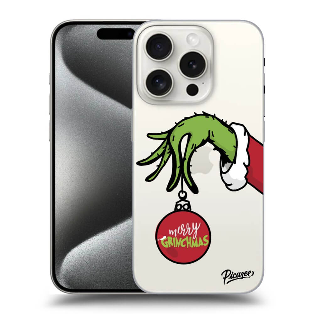 Picasee silikónový prehľadný obal pre Apple iPhone 15 Pro - Grinch