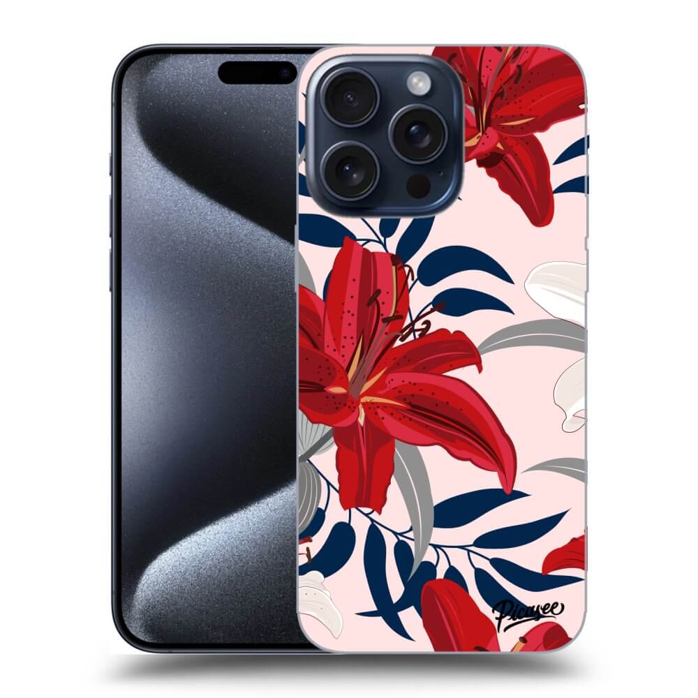Picasee silikónový prehľadný obal pre Apple iPhone 15 Pro Max - Red Lily