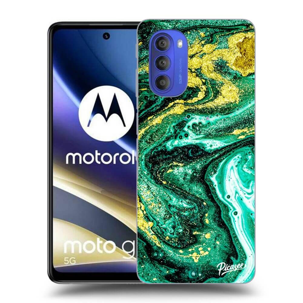 Picasee silikónový čierny obal pre Motorola Moto G51 - Green Gold