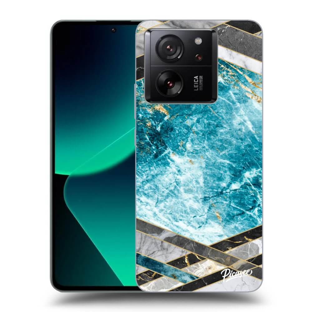 Picasee silikónový prehľadný obal pre Xiaomi 13T Pro - Blue geometry