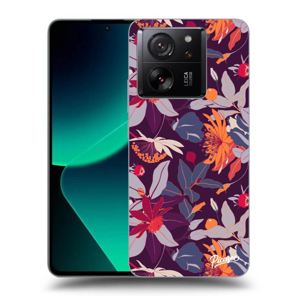 Picasee silikónový prehľadný obal pre Xiaomi 13T Pro - Purple Leaf