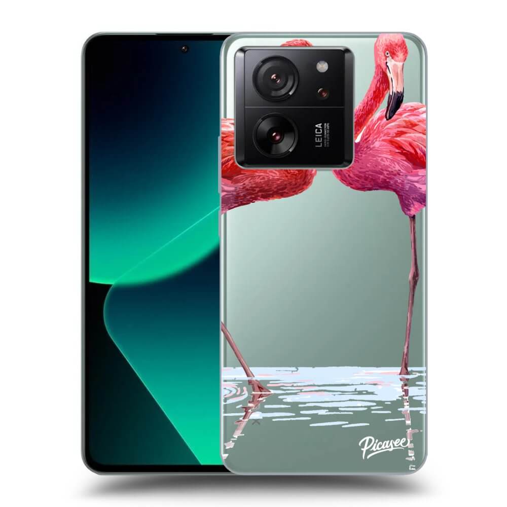 Picasee silikónový prehľadný obal pre Xiaomi 13T Pro - Flamingos pár