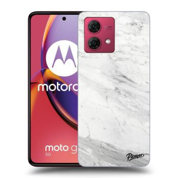Picasee silikónový čierny obal pre Motorola Moto G84 5G - White marble