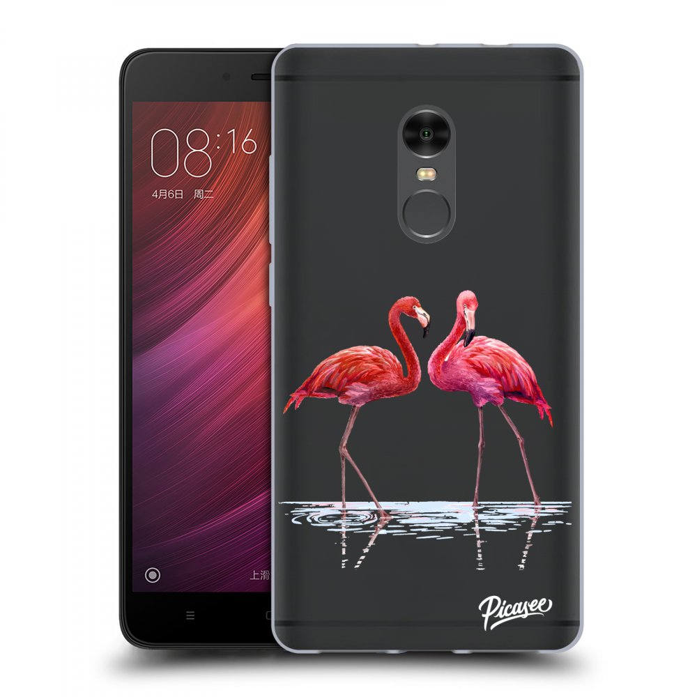Picasee silikónový prehľadný obal pre Xiaomi Redmi Note 4 Global LTE - Flamingos couple