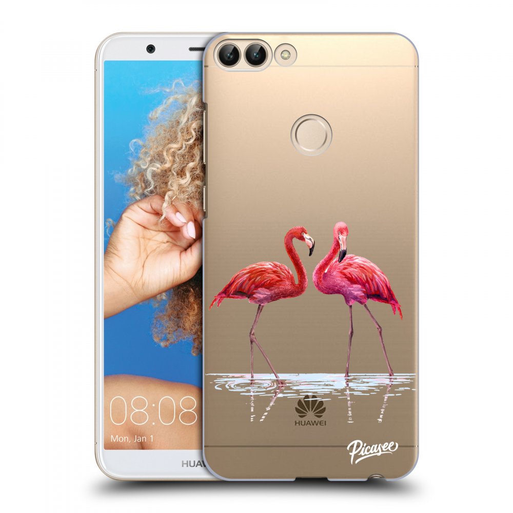 Picasee silikónový prehľadný obal pre Huawei P Smart - Flamingos couple