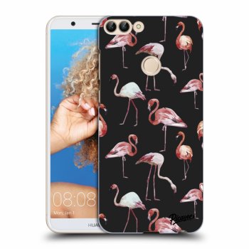 Picasee silikónový čierny obal pre Huawei P Smart - Flamingos