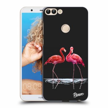 Picasee silikónový čierny obal pre Huawei P Smart - Flamingos couple