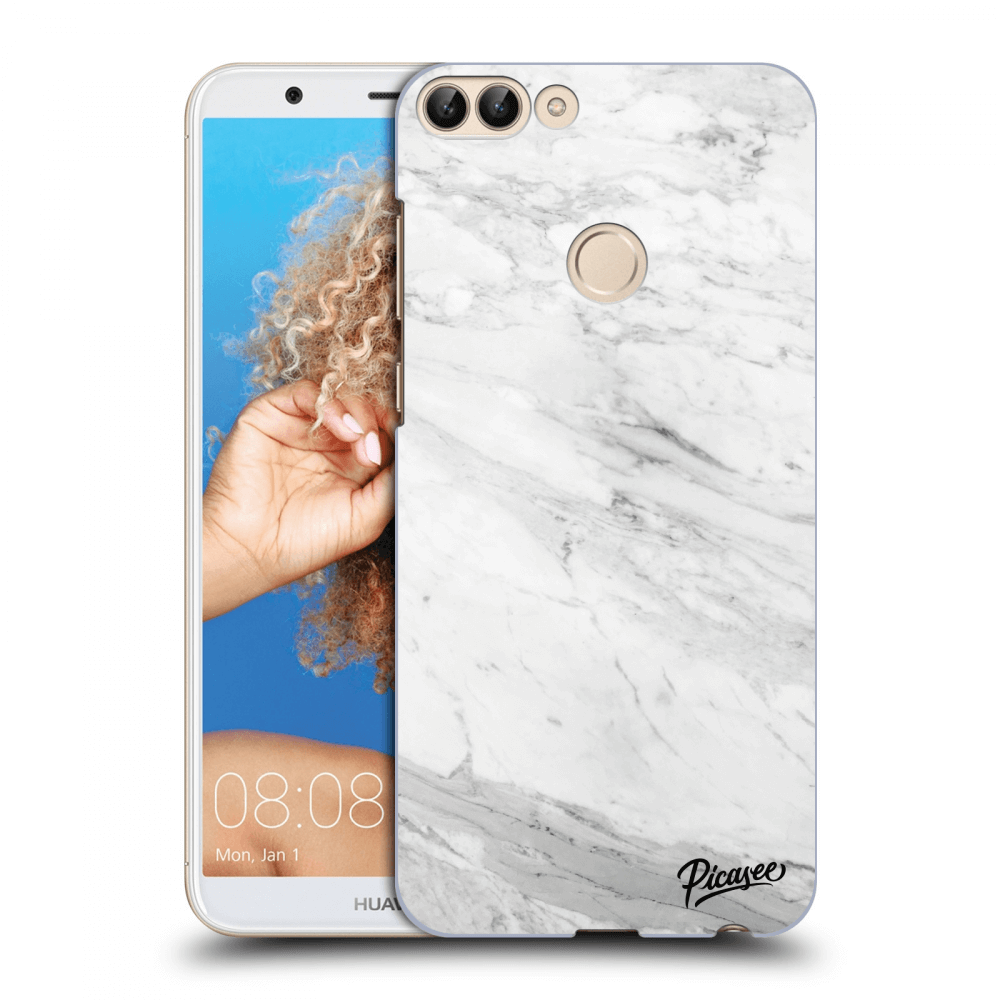 Picasee silikónový čierny obal pre Huawei P Smart - White marble