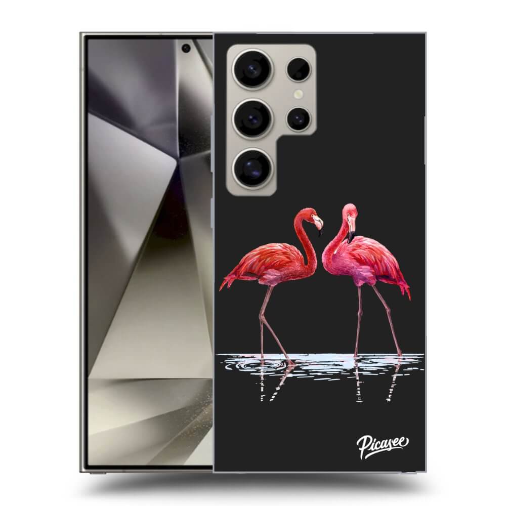 Picasee silikónový čierny obal pre Samsung Galaxy S24 Ultra S928B 5G - Flamingos pár