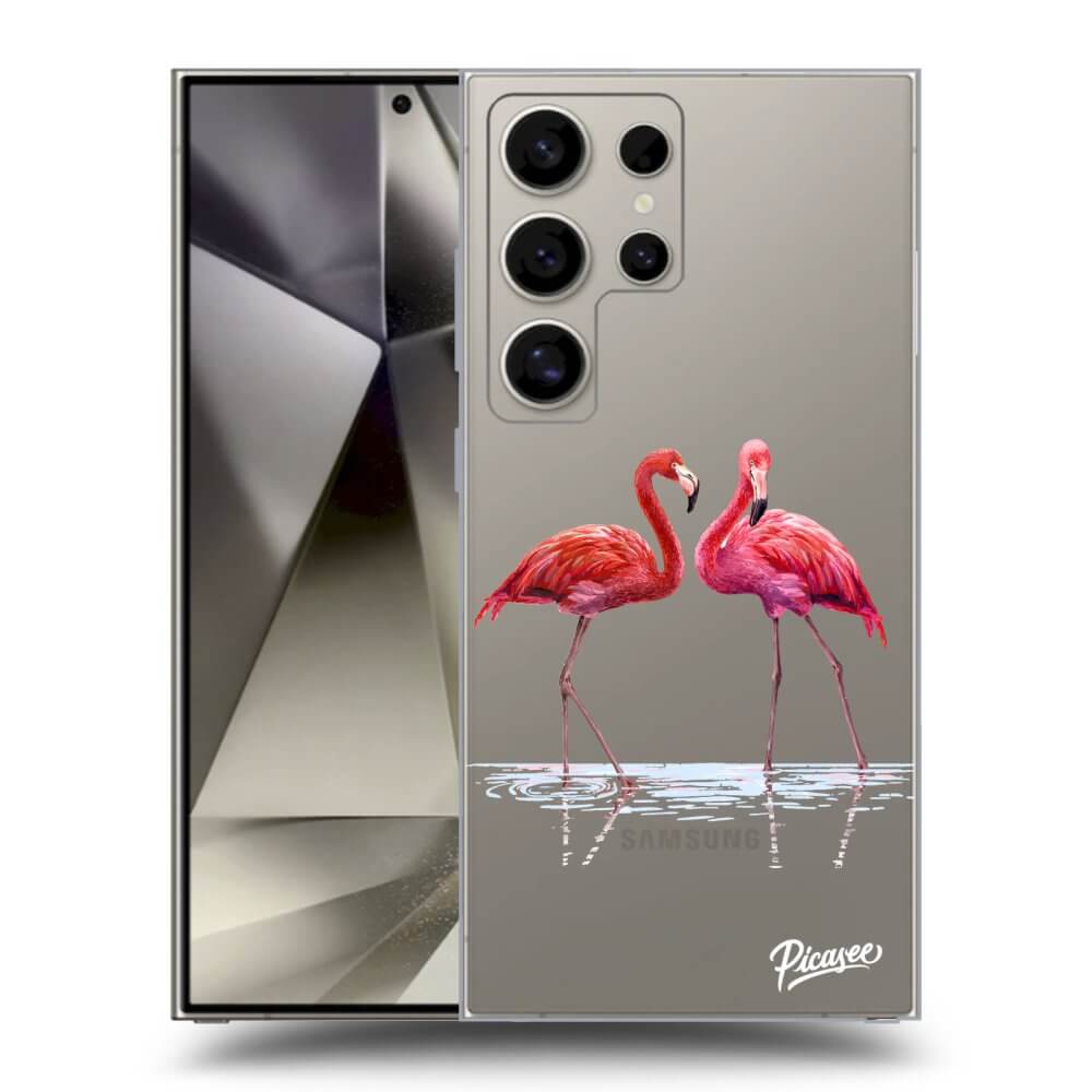 Picasee silikónový prehľadný obal pre Samsung Galaxy S24 Ultra S928B 5G - Flamingos pár