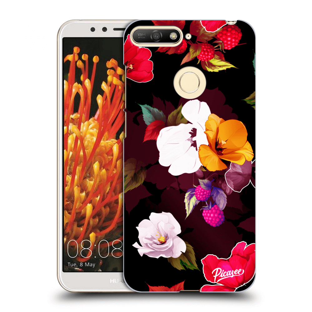 Picasee silikónový čierny obal pre Huawei Y6 Prime 2018 - Flowers and Berries