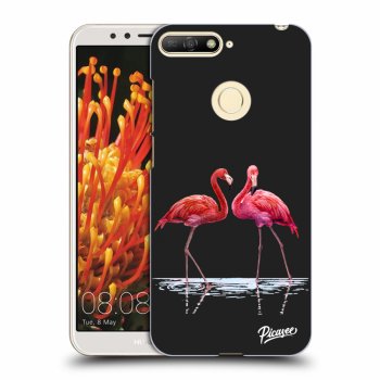 Picasee silikónový čierny obal pre Huawei Y6 Prime 2018 - Flamingos couple