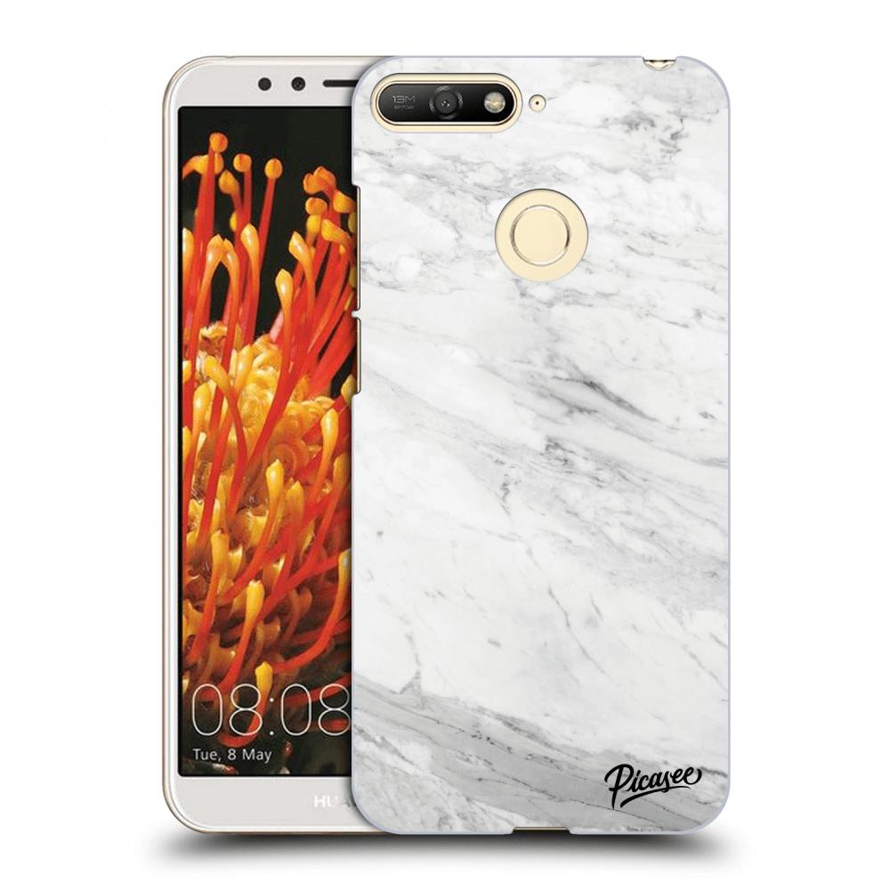 Picasee silikónový prehľadný obal pre Huawei Y6 Prime 2018 - White marble