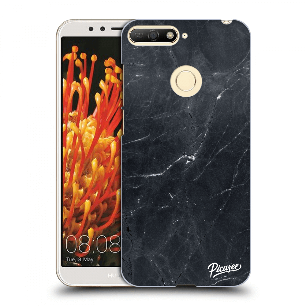 Picasee silikónový prehľadný obal pre Huawei Y6 Prime 2018 - Black marble